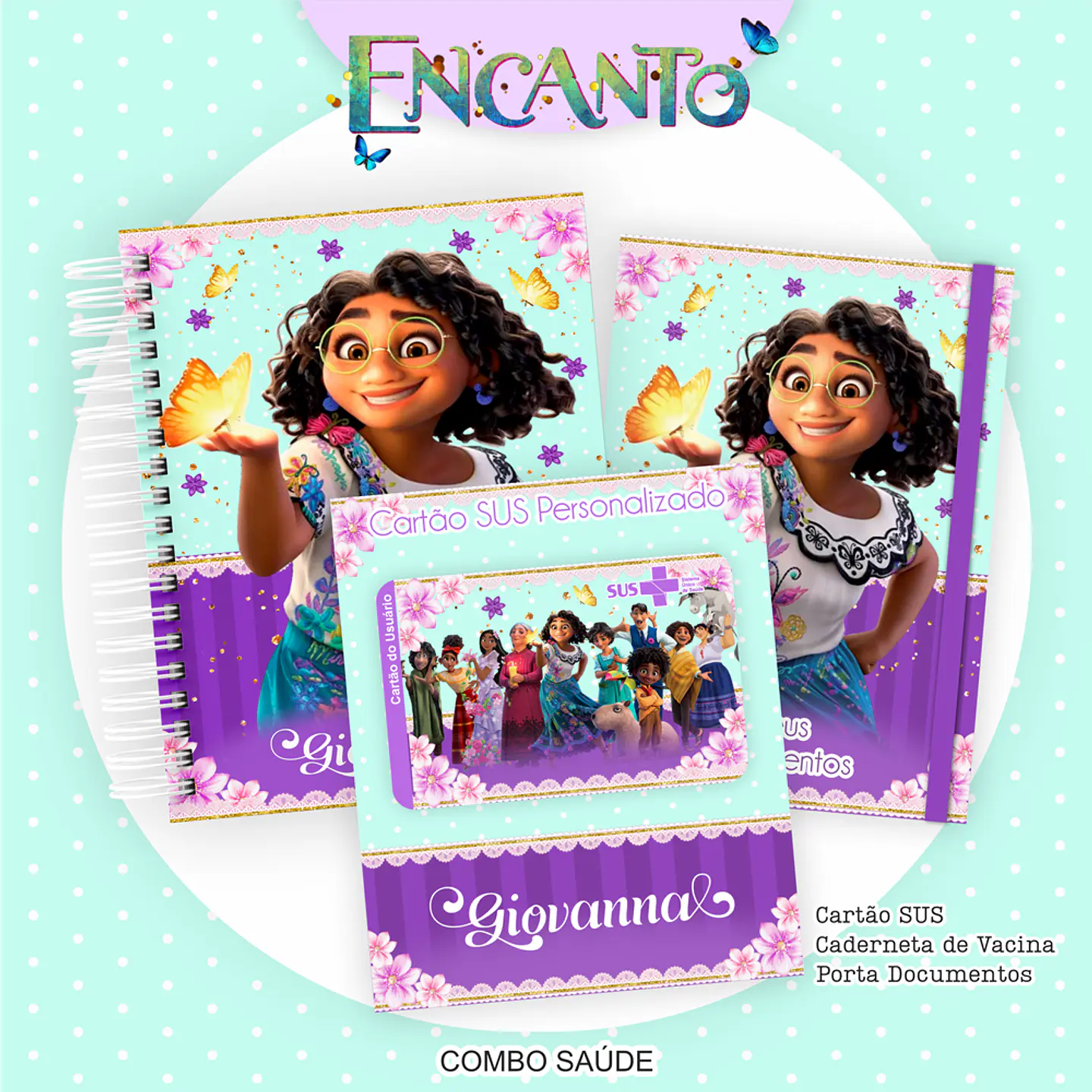 Arquivo Kit Saúde Encanto Caderneta de Vacina, Cartão SUS e Porta Documento- PAMELLA 1