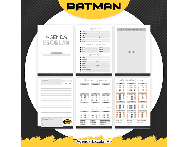 Arquivo Encadernação Kit Escolar Batman - PAMELLA