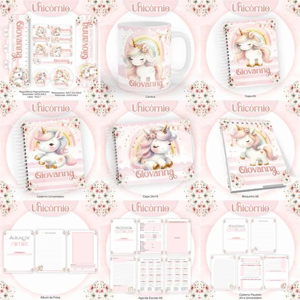 Arquivo Encadernação Kit Escolar Unicórnio - PAMELLA 1