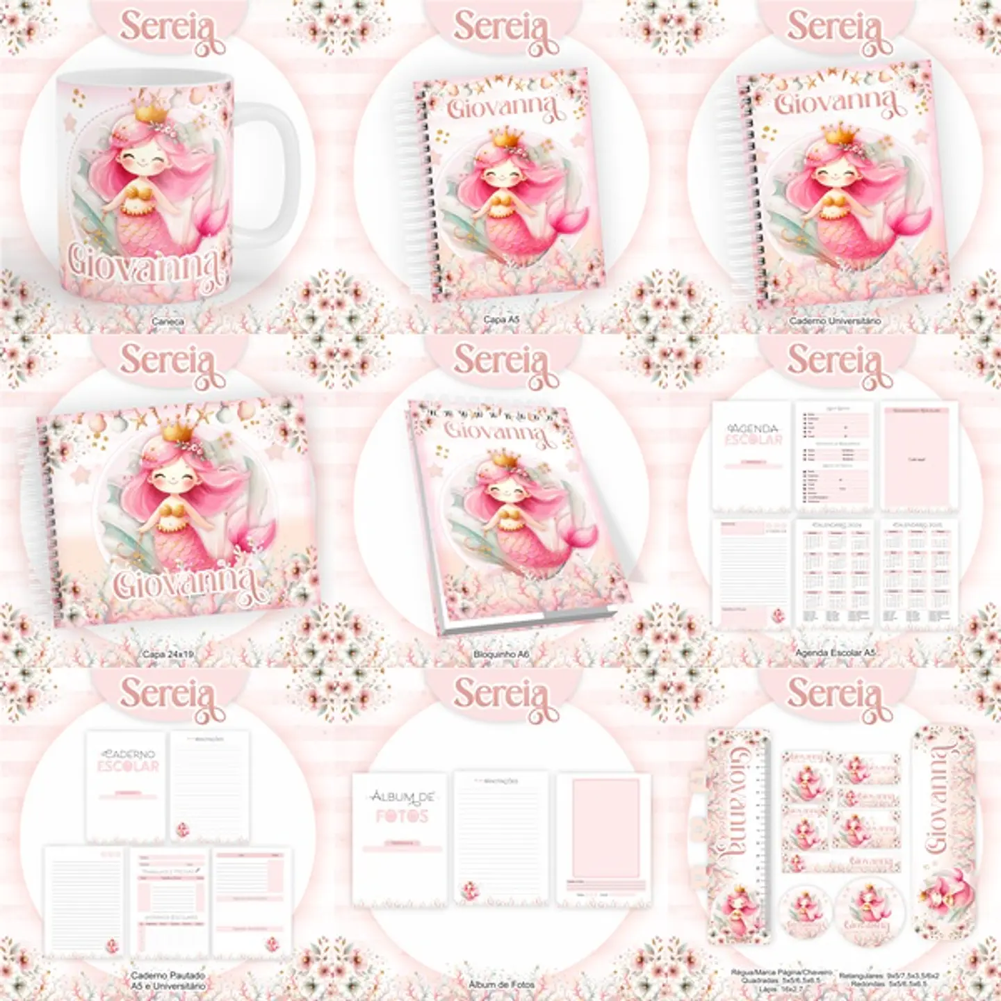 Arquivo Encadernação Kit Escolar Sereia - PAMELLA 1