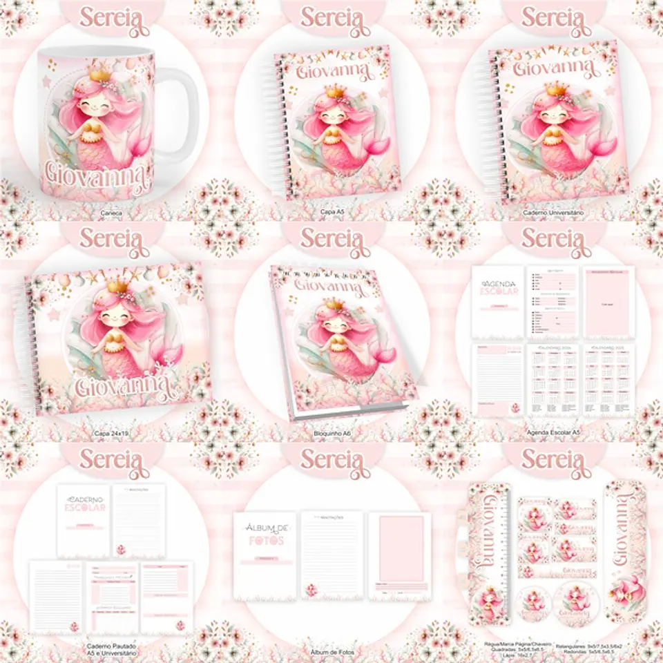 Arquivo Encadernação Kit Escolar Sereia - PAMELLA 1