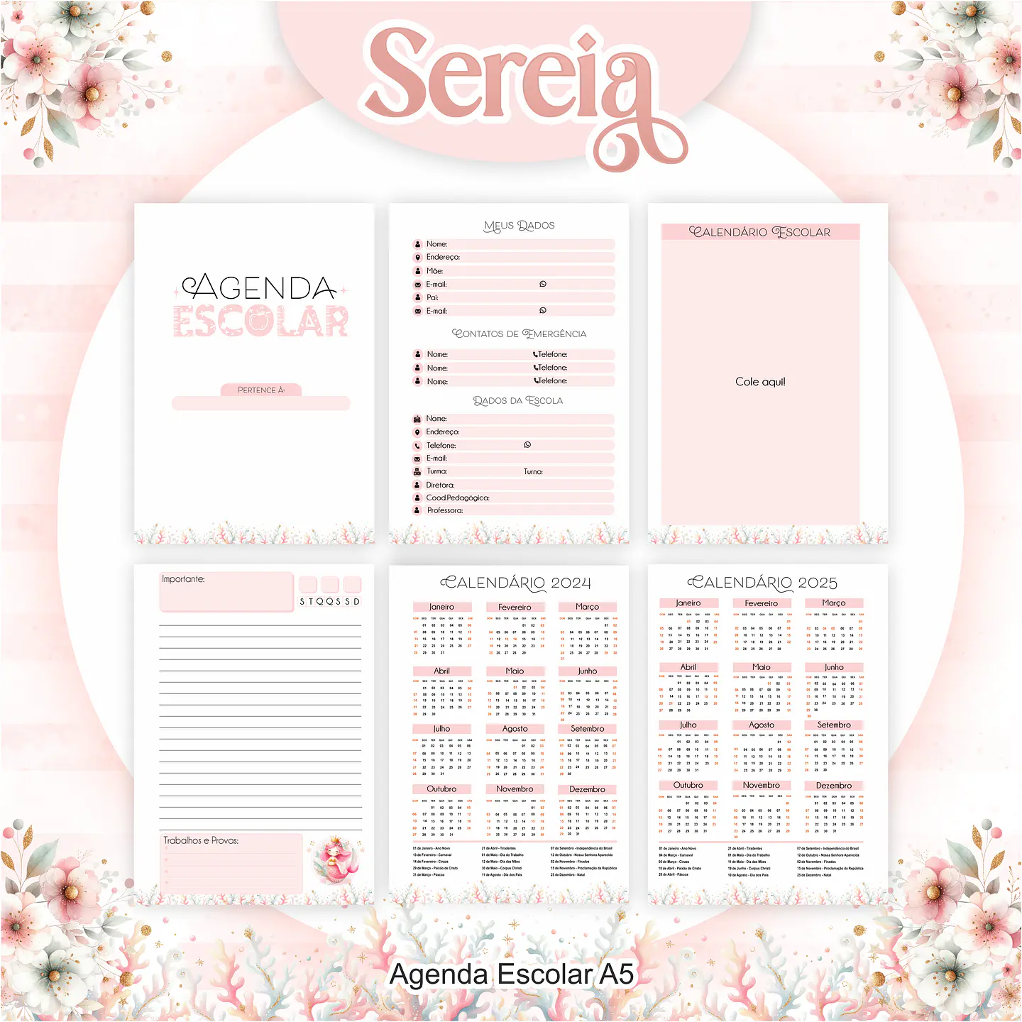 Arquivo Encadernação Kit Escolar Sereia - PAMELLA 5