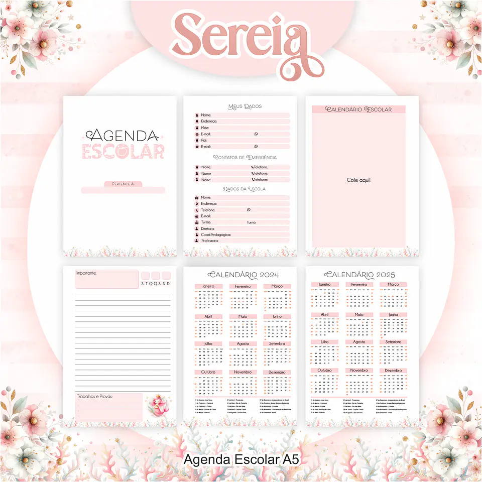 Arquivo Encadernação Kit Escolar Sereia - PAMELLA 5