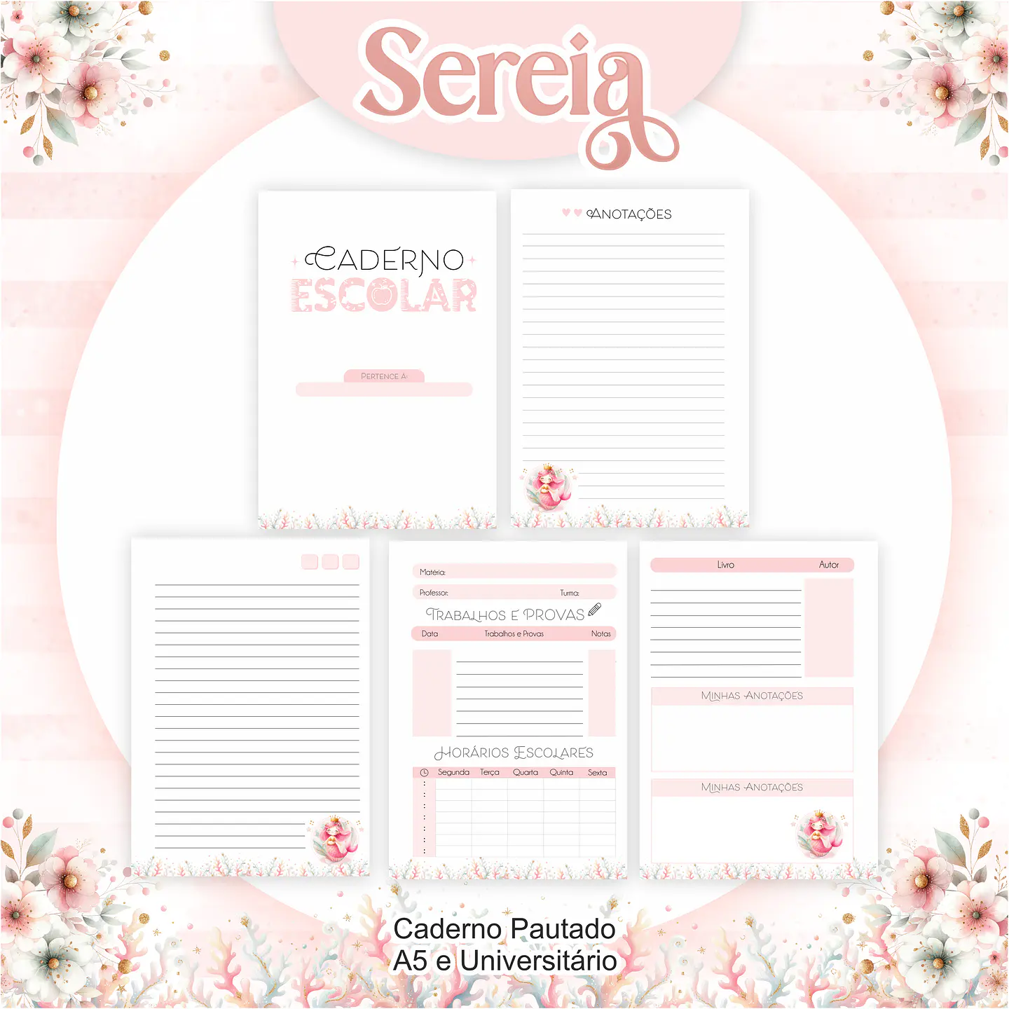 Arquivo Encadernação Kit Escolar Sereia - PAMELLA 6