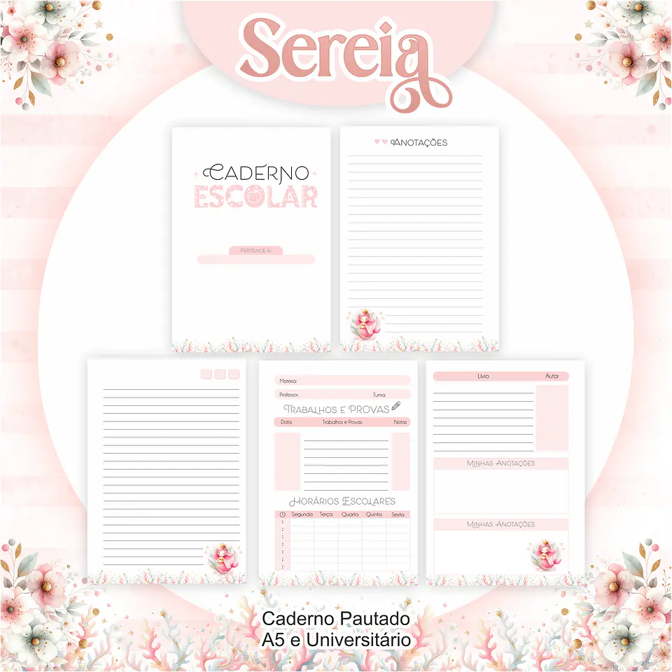 Arquivo Encadernação Kit Escolar Sereia - PAMELLA 6