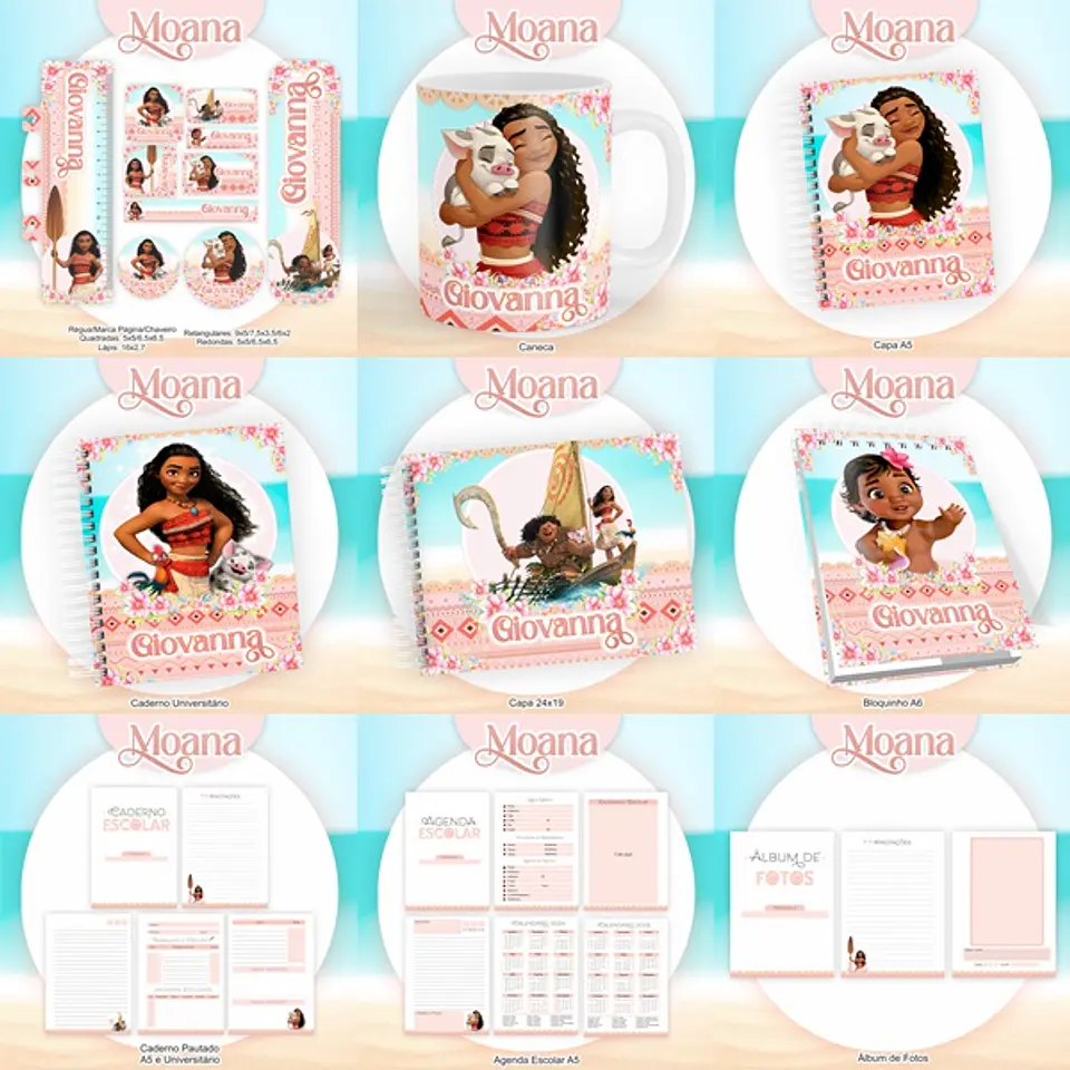 Arquivo Encadernação Kit Escolar Moana - PAMELLA 1