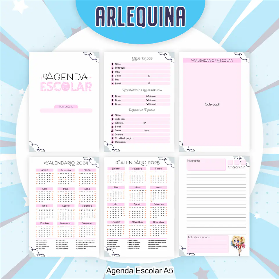 Arquivo Encadernação Kit Escolar Arlequina - PAMELLA 4