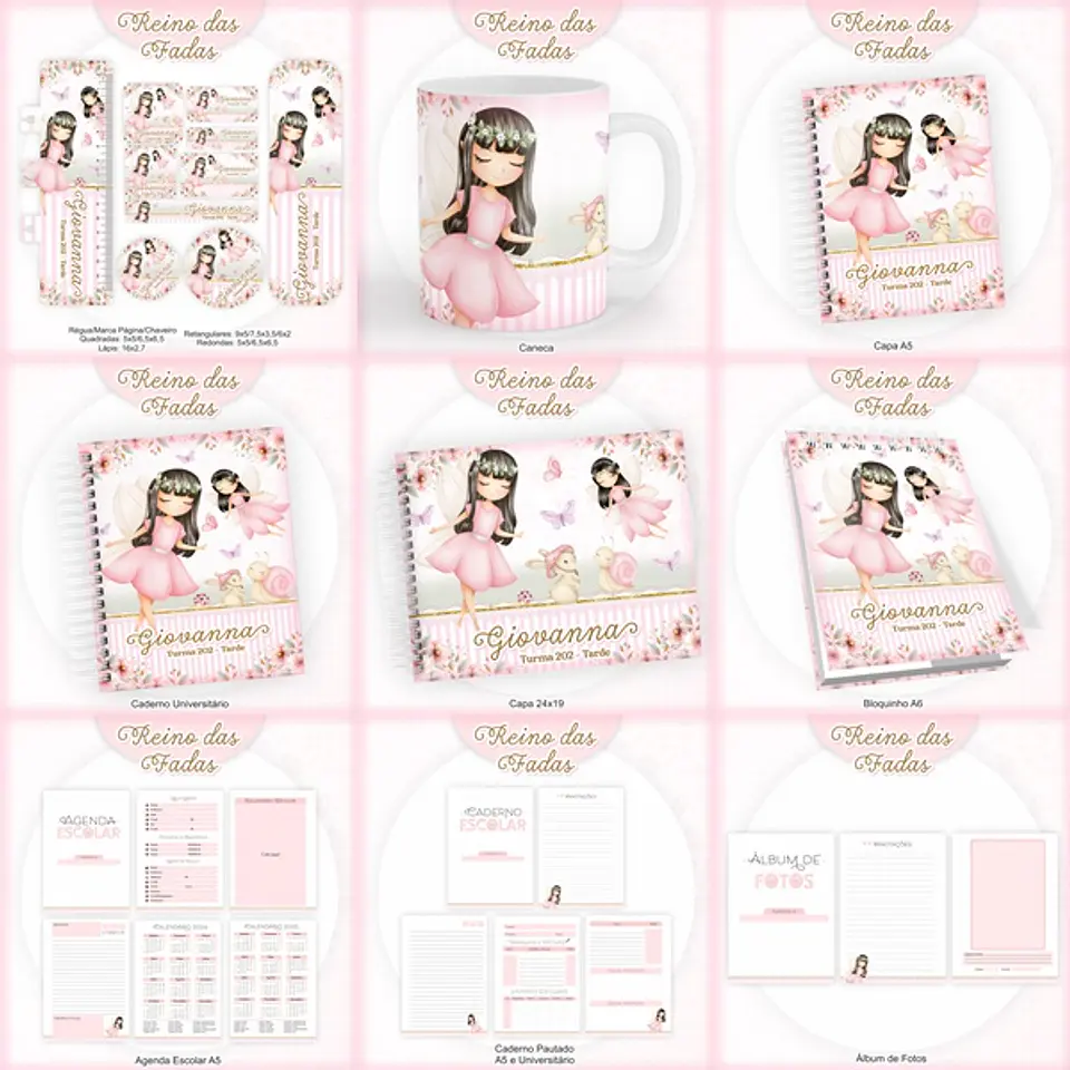 Arquivo Encadernação Kit Escolar Reino das Fadas - PAMELLA 1