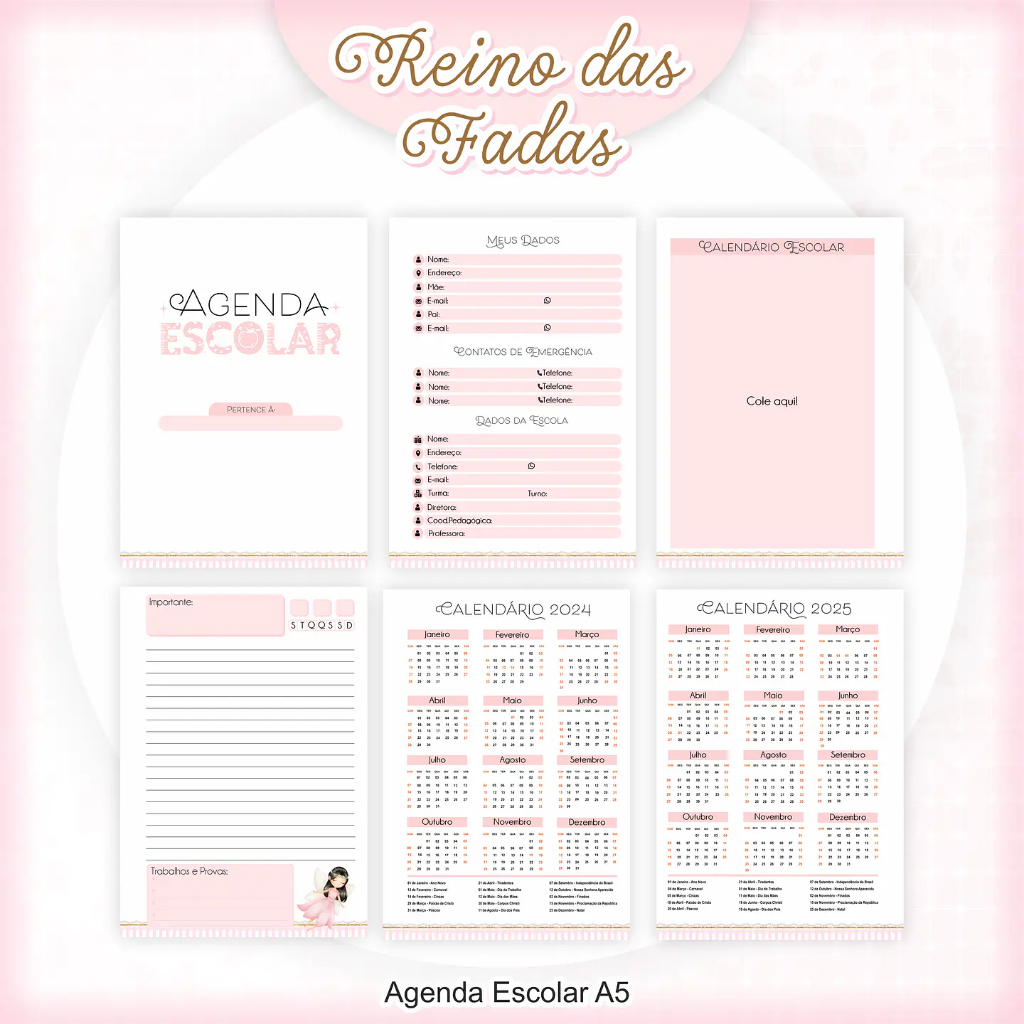 Arquivo Encadernação Kit Escolar Reino das Fadas - PAMELLA 4