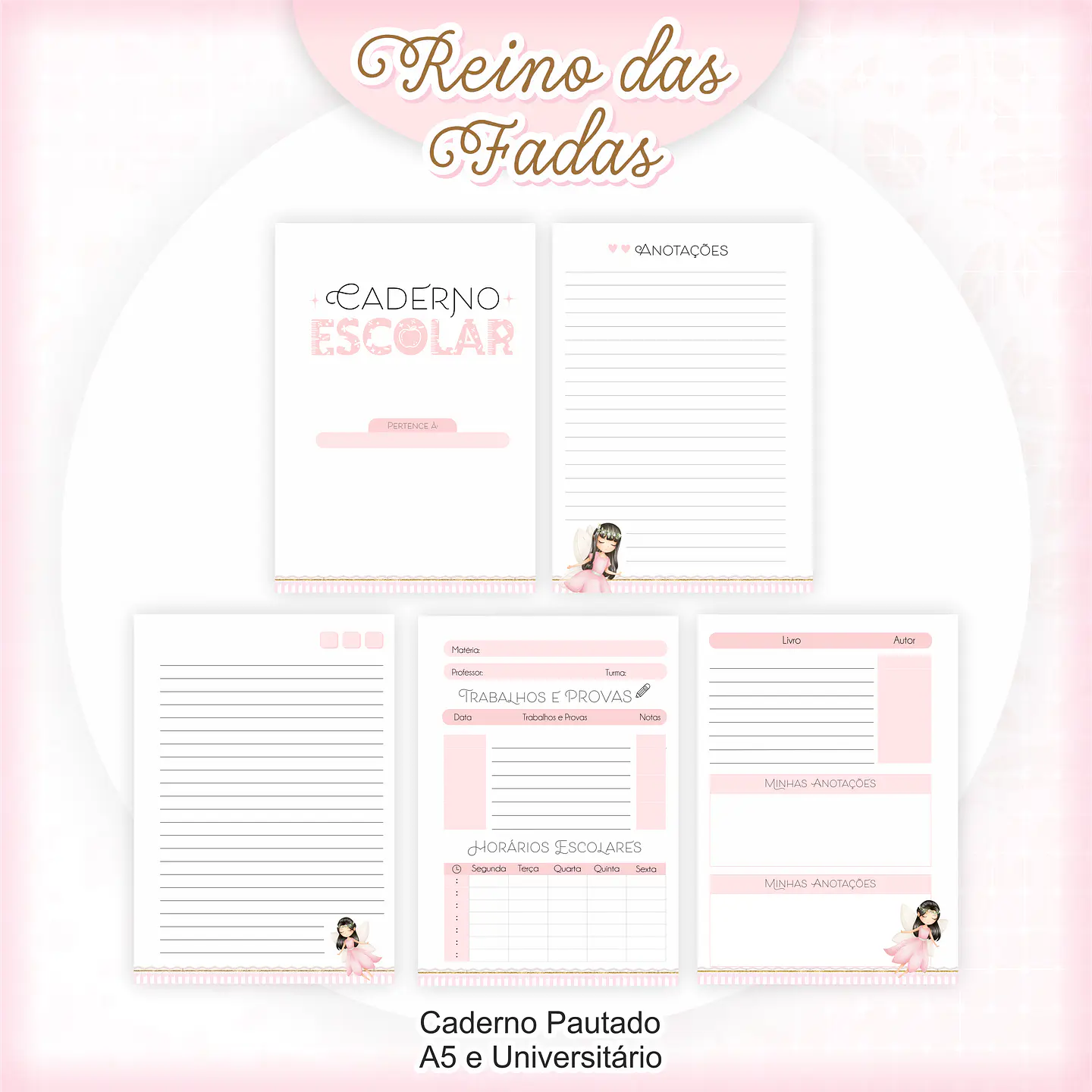 Arquivo Encadernação Kit Escolar Reino das Fadas - PAMELLA 5