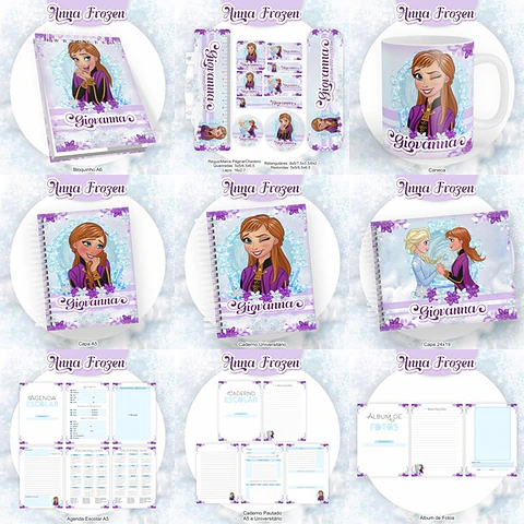 Arquivo Encadernação Kit Escolar Frozen Anna - PAMELLA