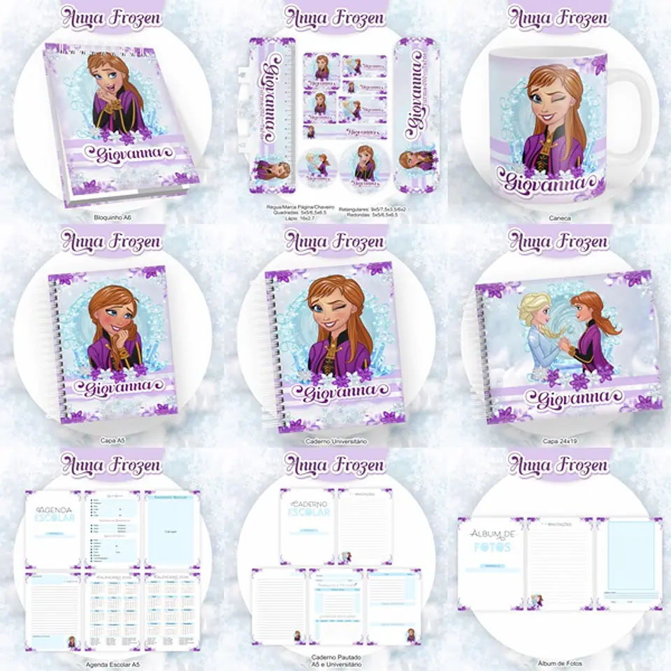 Arquivo Encadernação Kit Escolar Frozen Anna - PAMELLA 1