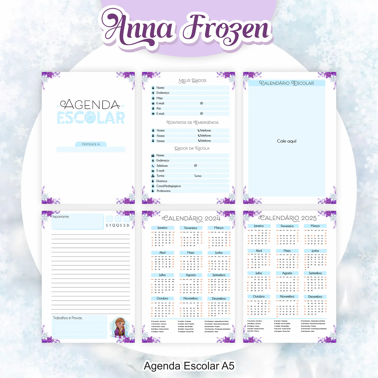 Arquivo Encadernação Kit Escolar Frozen Anna - PAMELLA 8