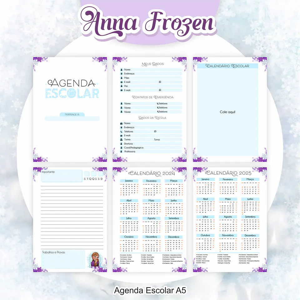 Arquivo Encadernação Kit Escolar Frozen Anna - PAMELLA 8