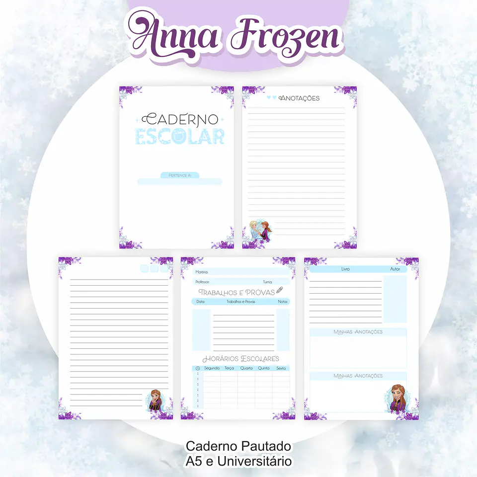 Arquivo Encadernação Kit Escolar Frozen Anna - PAMELLA 9