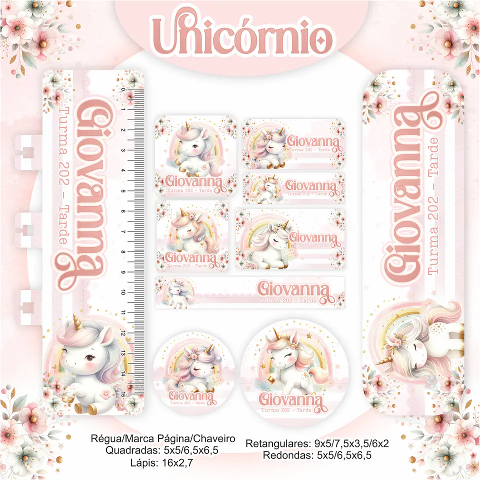 Arquivo Etiqueta Escolar Unicórnio - Pamella 1
