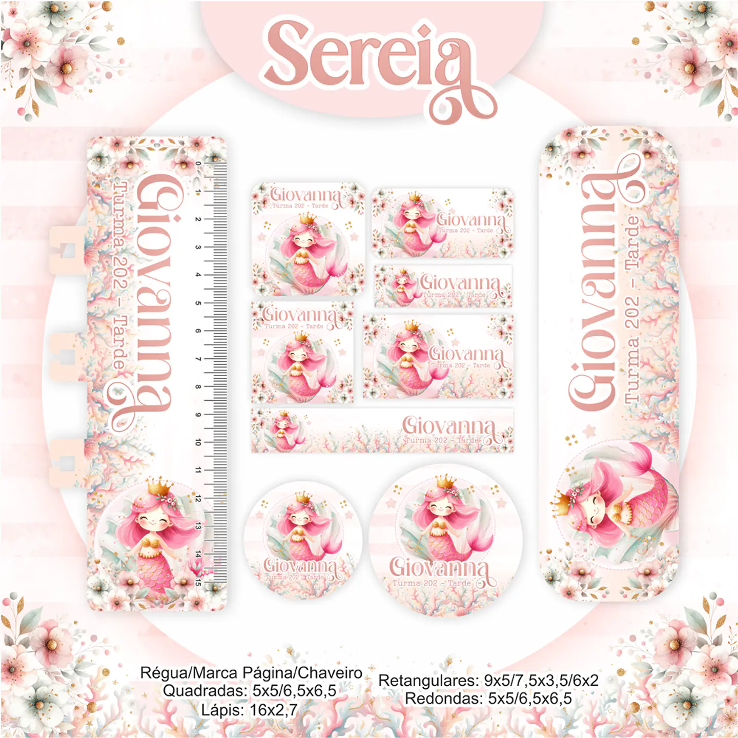 Arquivo Etiqueta Escolar Sereia - Pamella 1