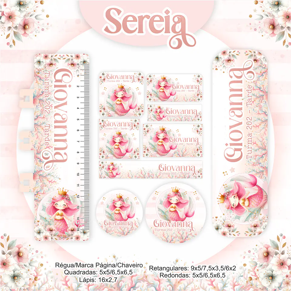 Arquivo Etiqueta Escolar Sereia - Pamella 1