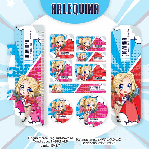 Arquivo Etiqueta Escolar Arlequina - Pamella