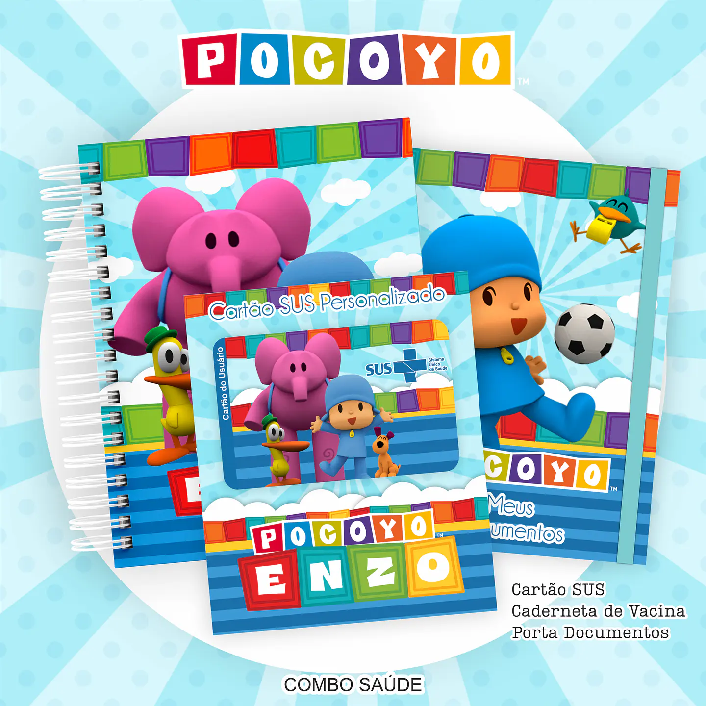 Arquivo Kit Saúde Pocoyo Caderneta de Vacina, Cartão SUS e Porta Documento- PAMELLA 1