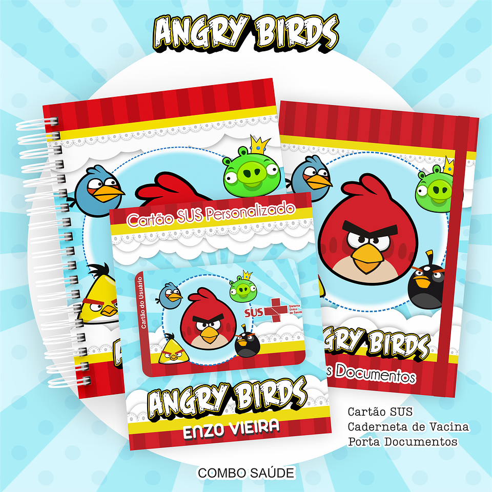 Arquivo Kit Saúde Angry Birds Caderneta de Vacina, Cartão SUS e Porta Documento- PAMELLA 1