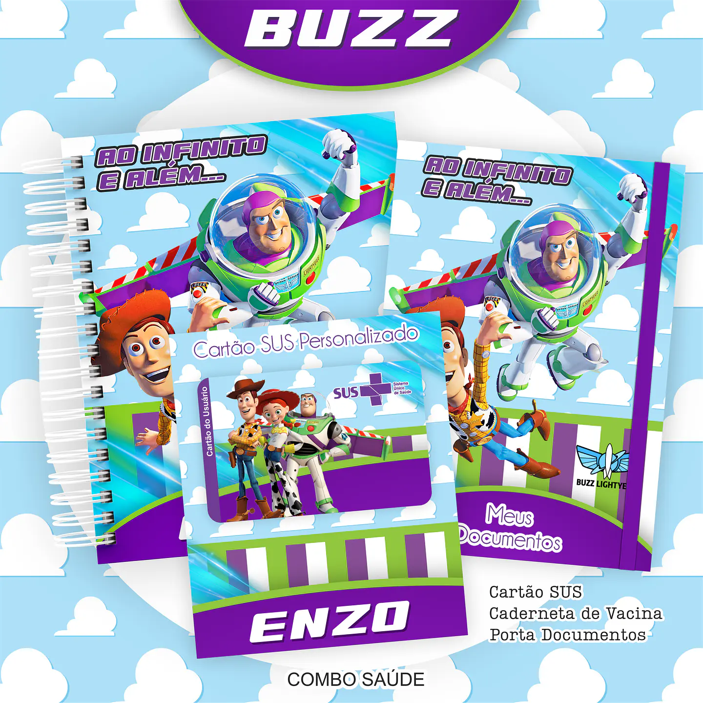 Arquivo Kit Saúde Buzz Lightyear Caderneta de Vacina, Cartão SUS e Porta Documento- PAMELLA 1