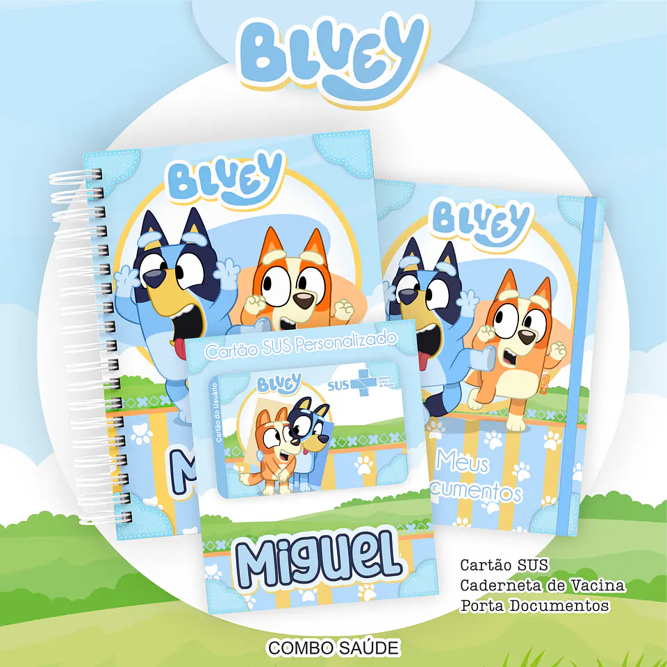 Arquivo Kit Saúde Bluey Caderneta de Vacina, Cartão SUS e Porta Documento- PAMELLA 1