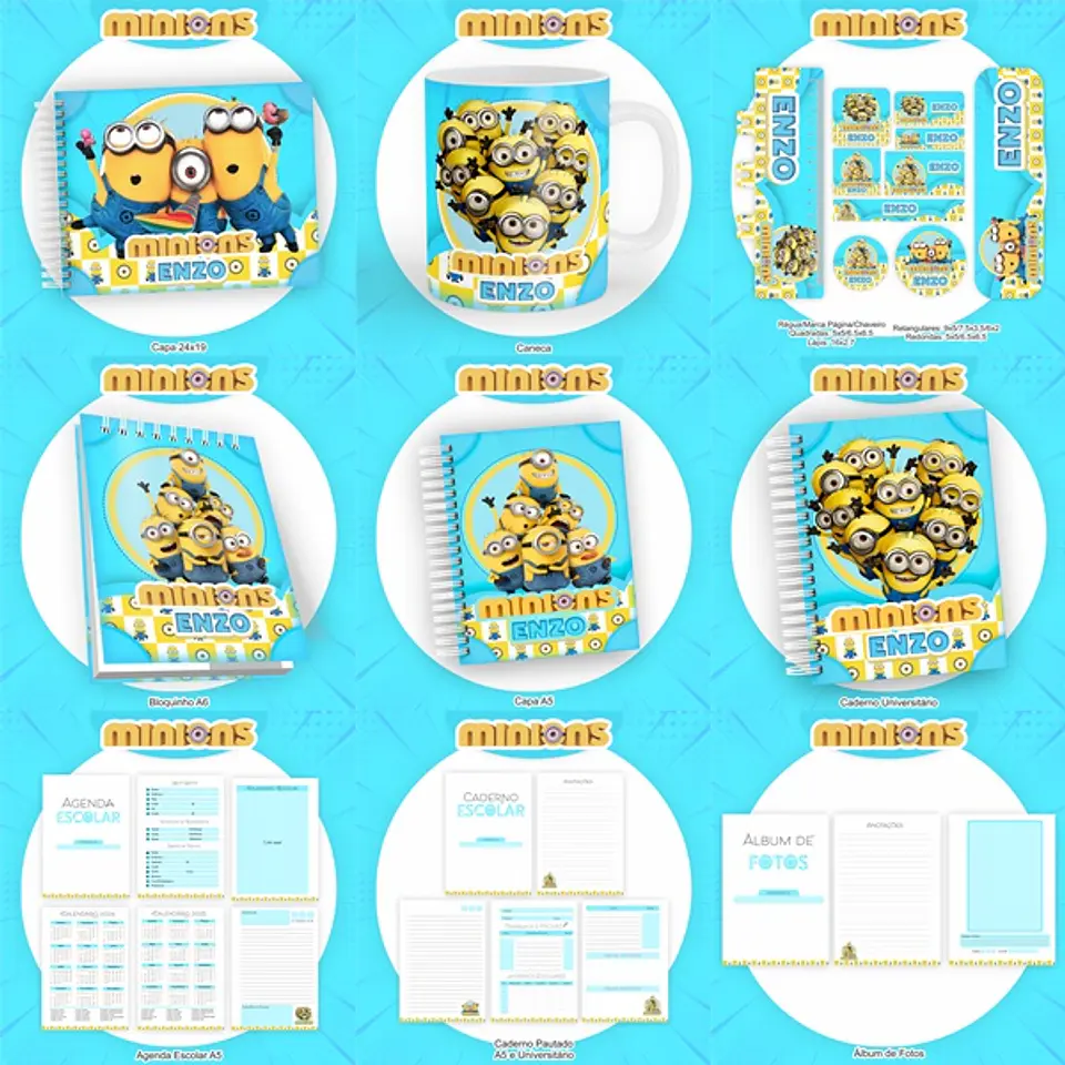 Arquivo Encadernação Kit Escolar Minnions - PAMELLA 1