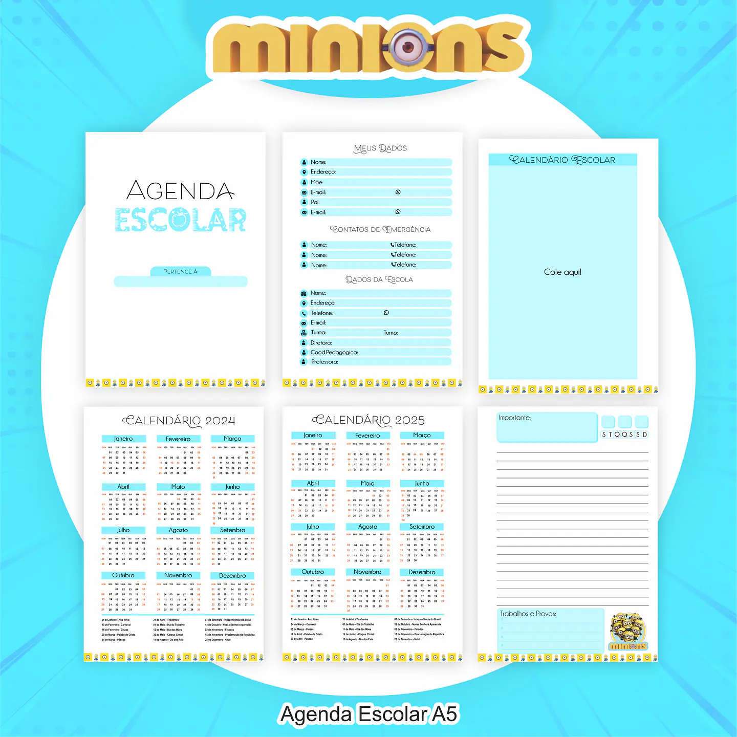 Arquivo Encadernação Kit Escolar Minnions - PAMELLA 2
