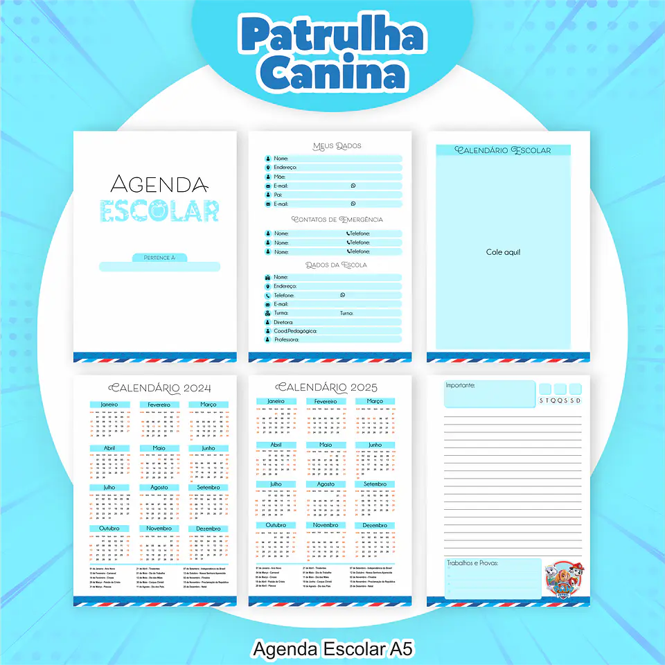 Arquivo Encadernação Kit Escolar Patrulha Canina Menino - PAMELLA 6