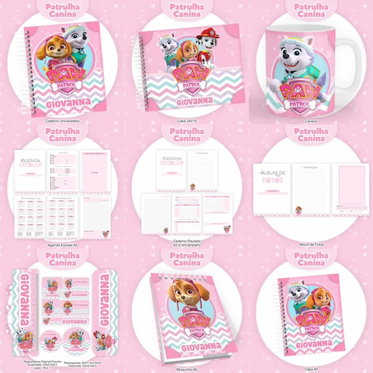 Arquivo Encadernação Kit Escolar Patrulha Canina Menina - PAMELLA 1