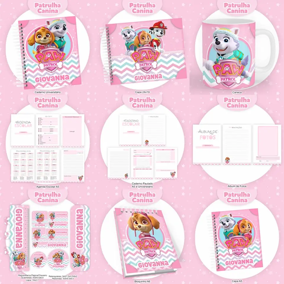 Arquivo Encadernação Kit Escolar Patrulha Canina Menina - PAMELLA 1