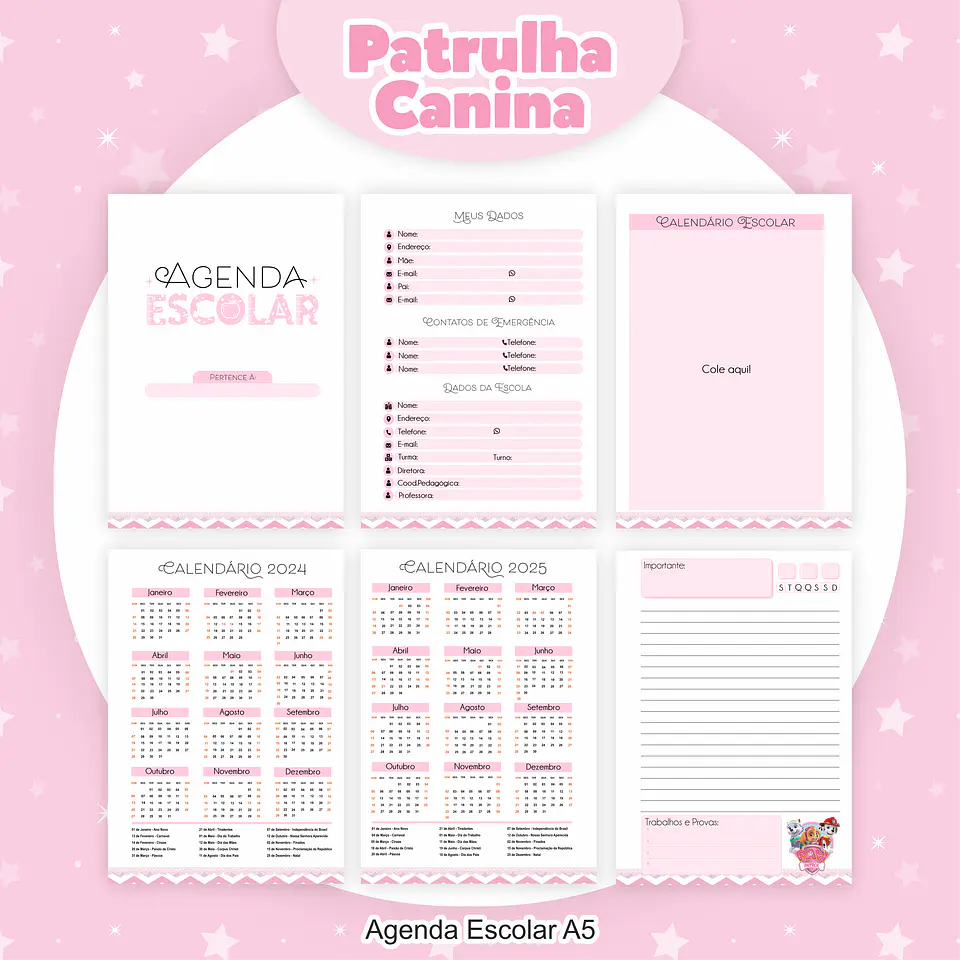 Arquivo Encadernação Kit Escolar Patrulha Canina Menina - PAMELLA 4