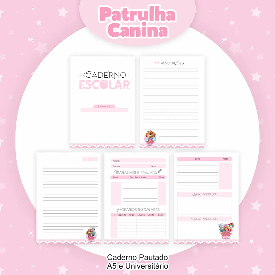 Arquivo Encadernação Kit Escolar Patrulha Canina Menina - PAMELLA 5