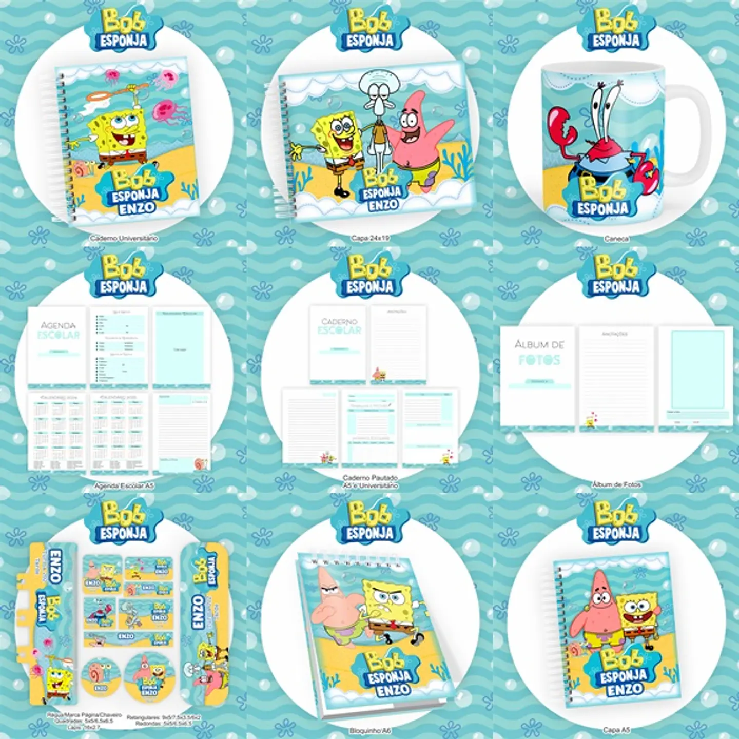 Arquivo Encadernação Kit Escolar Bob Esponja - PAMELLA 1