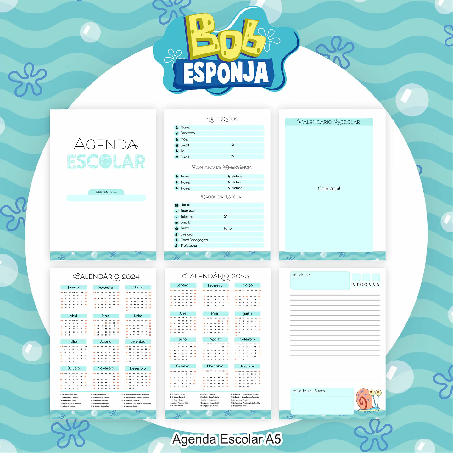 Arquivo Encadernação Kit Escolar Bob Esponja - PAMELLA 9