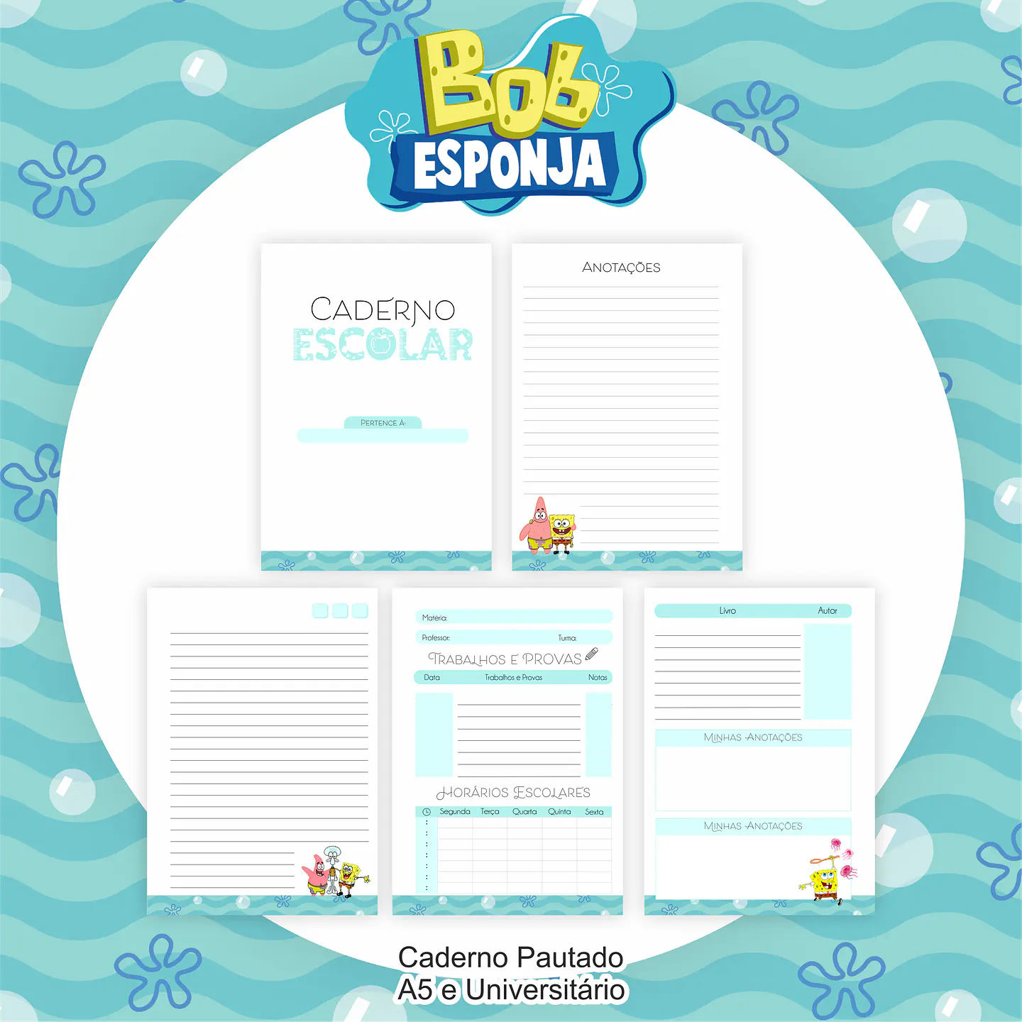 Arquivo Encadernação Kit Escolar Bob Esponja - PAMELLA 10