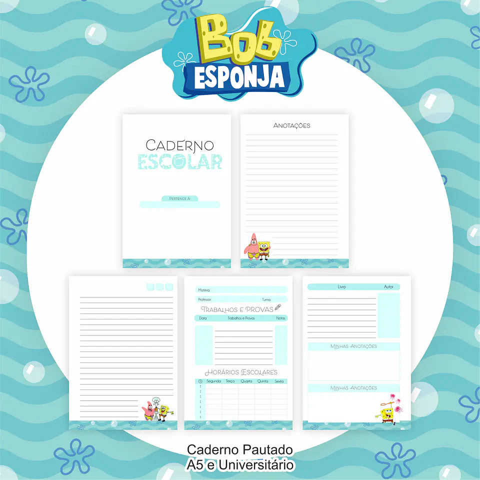 Arquivo Encadernação Kit Escolar Bob Esponja - PAMELLA 10