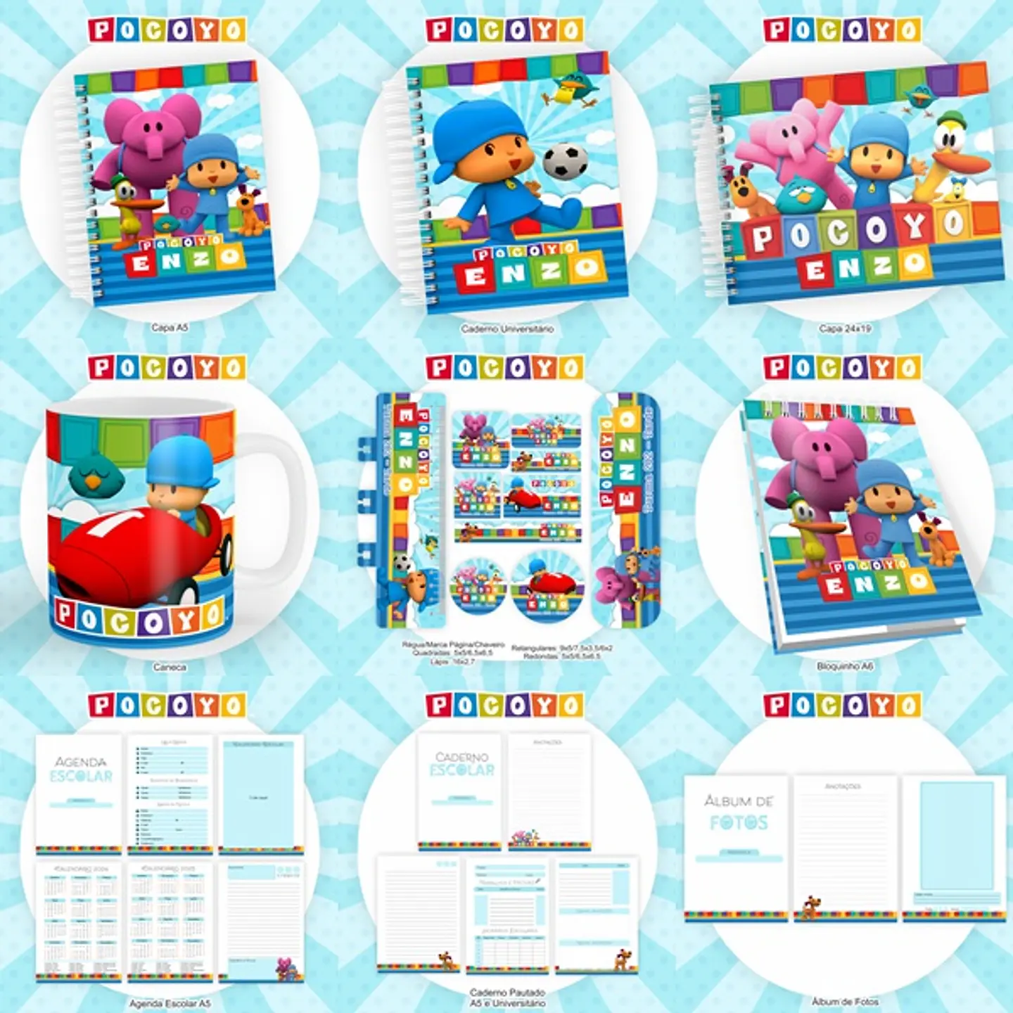 Arquivo Encadernação Kit Escolar Pocoyo - PAMELLA 1
