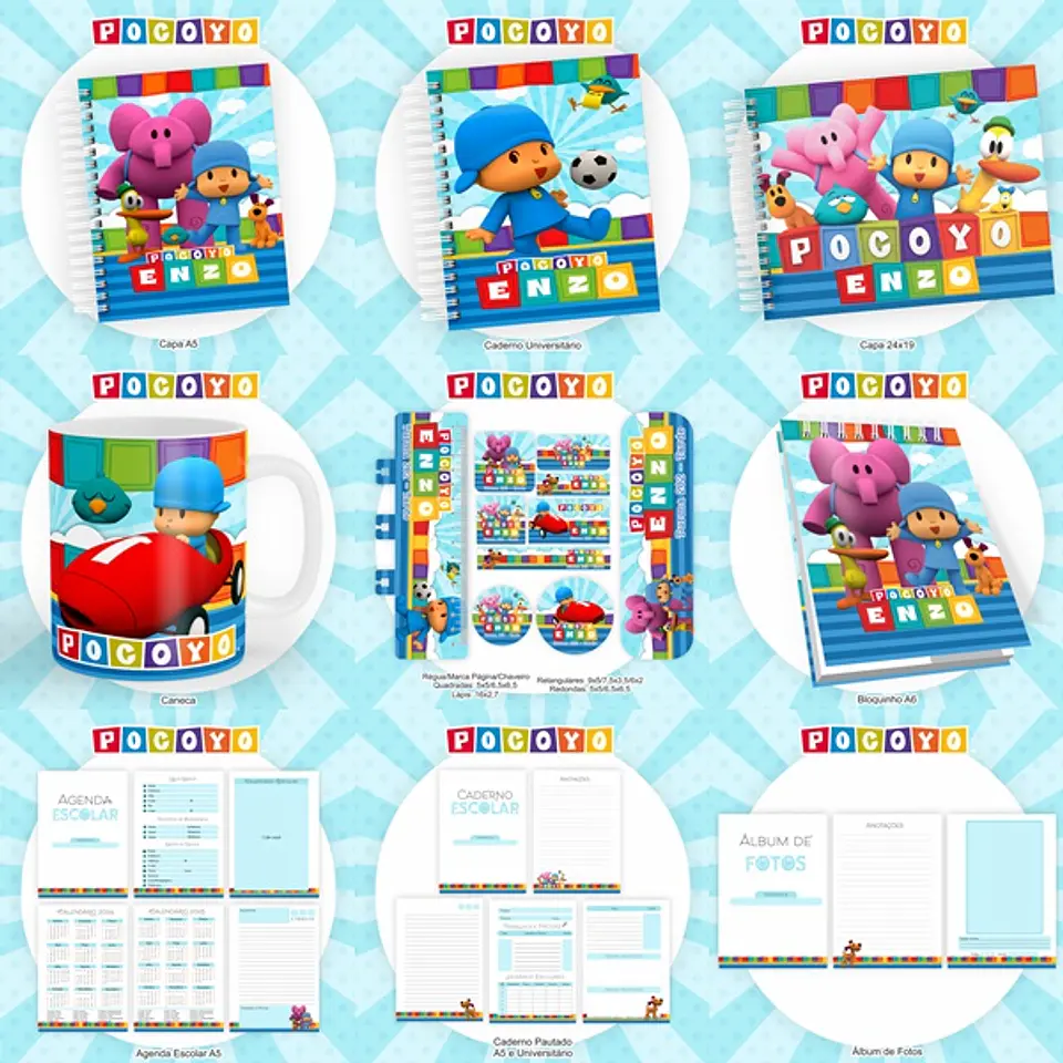 Arquivo Encadernação Kit Escolar Pocoyo - PAMELLA 1