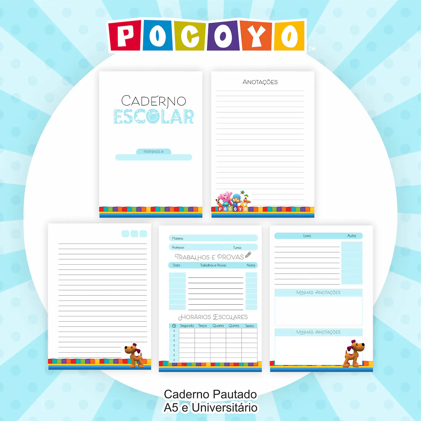 Arquivo Encadernação Kit Escolar Pocoyo - PAMELLA 4