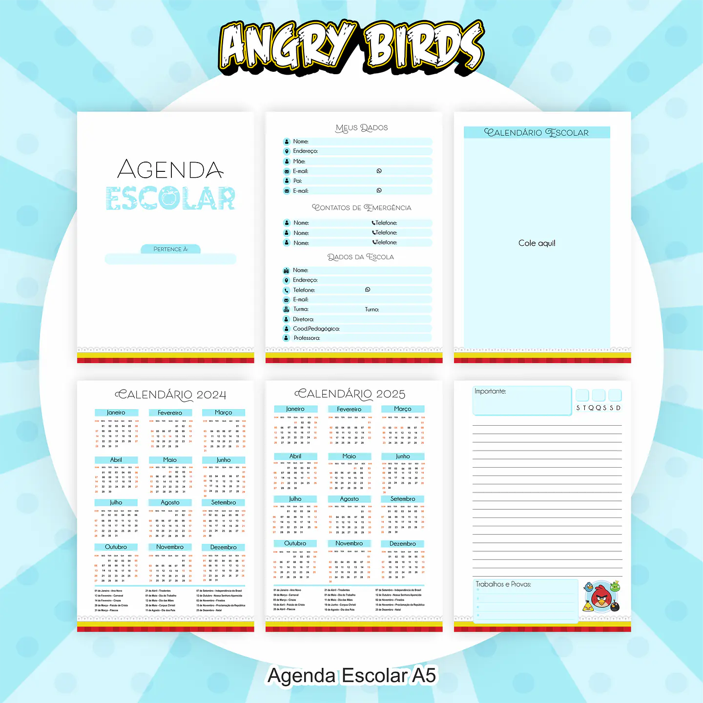 Arquivo Encadernação Kit Escolar Angry Birds - PAMELLA 5