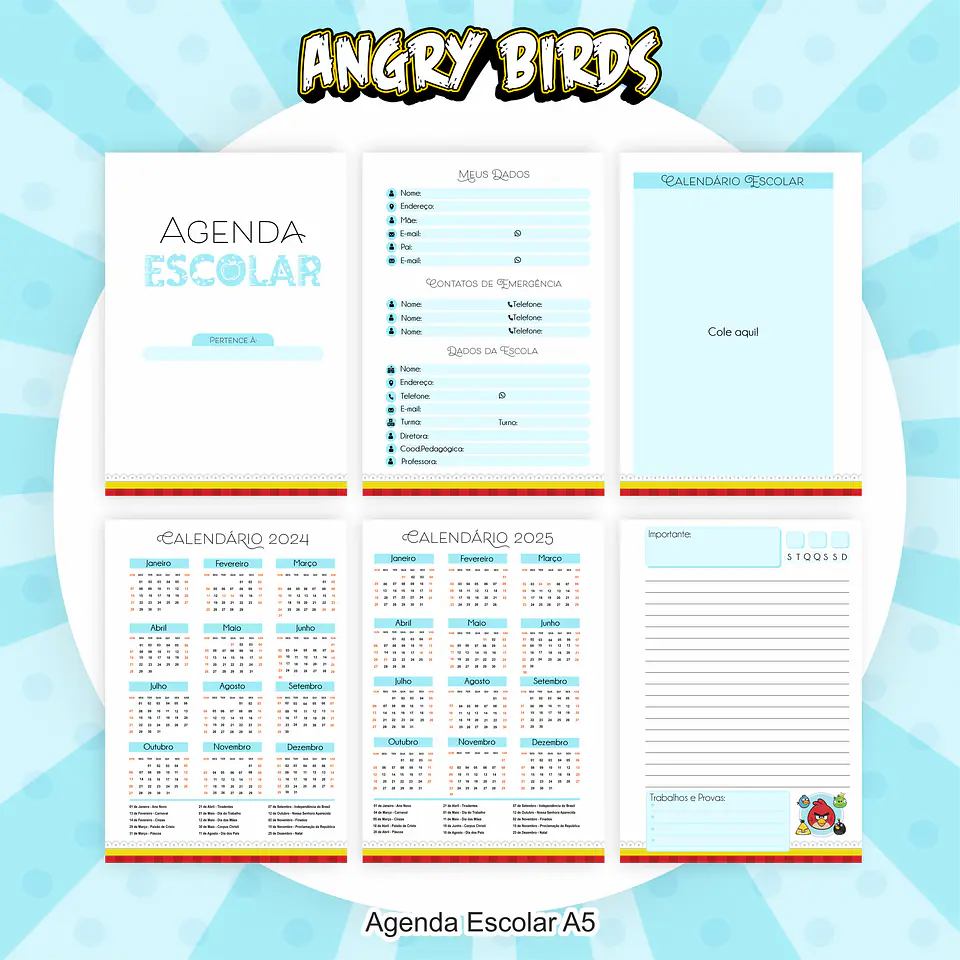 Arquivo Encadernação Kit Escolar Angry Birds - PAMELLA 5