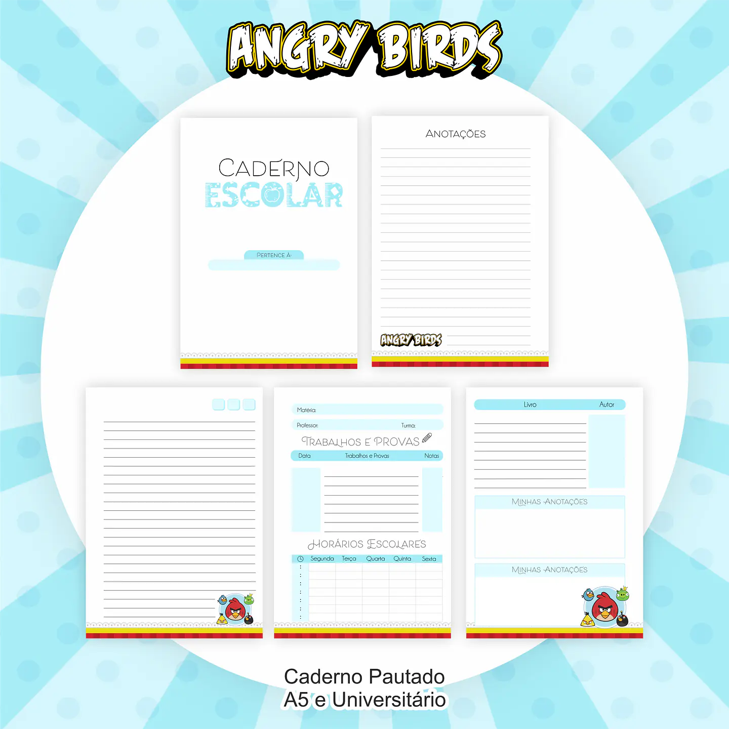 Arquivo Encadernação Kit Escolar Angry Birds - PAMELLA 6