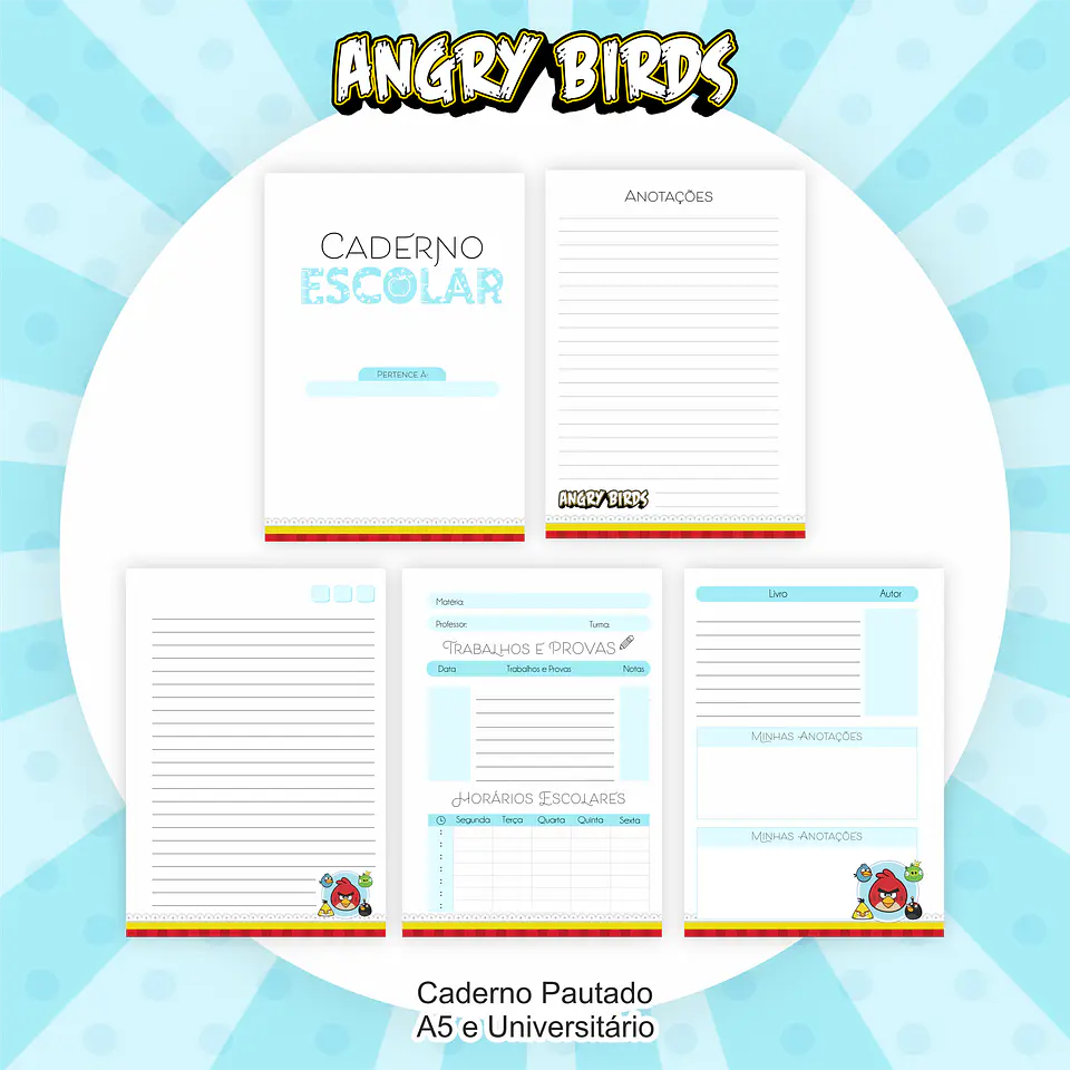Arquivo Encadernação Kit Escolar Angry Birds - PAMELLA 6