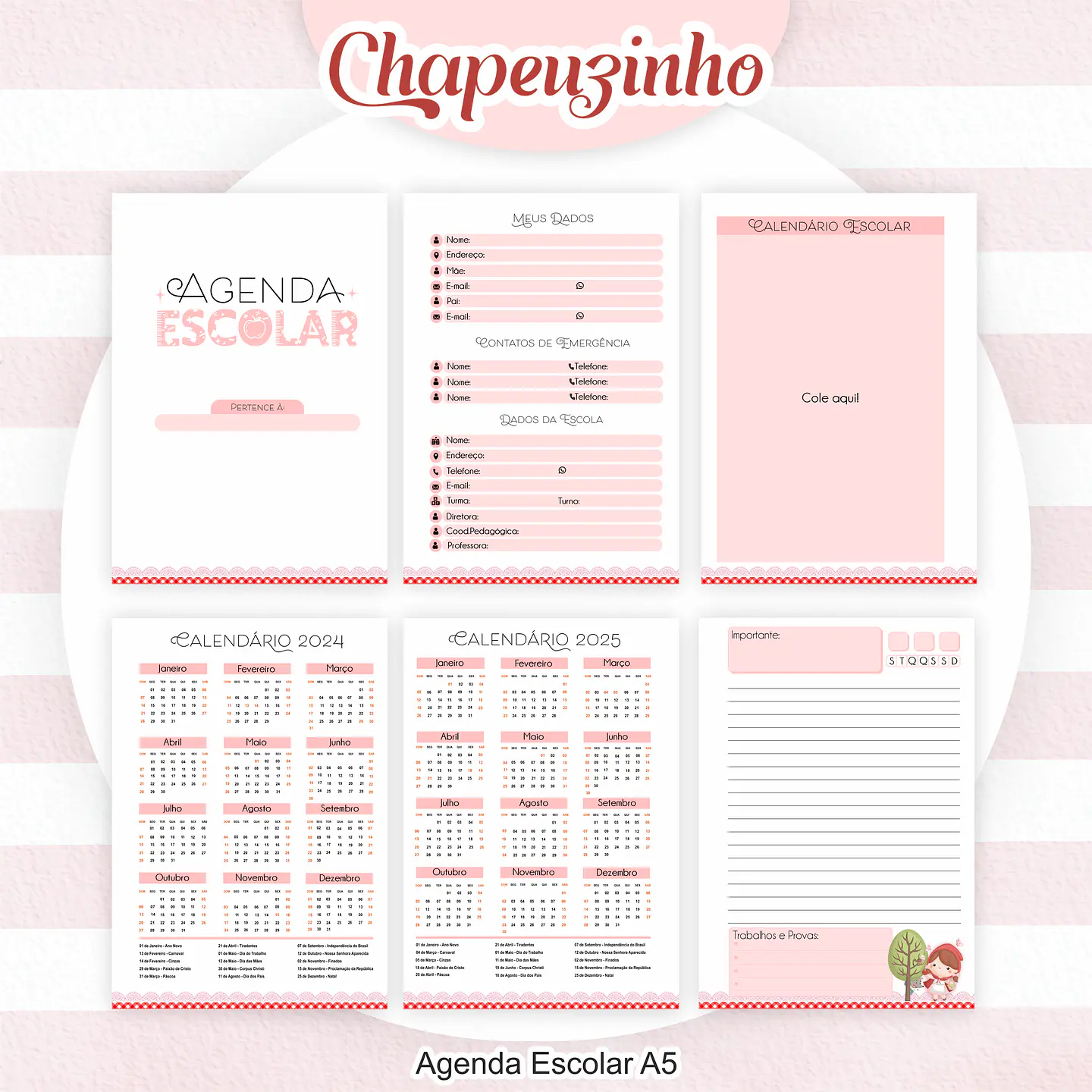 Arquivo Encadernação Kit Escolar Chapeuzinho Vermelho - PAMELLA 4