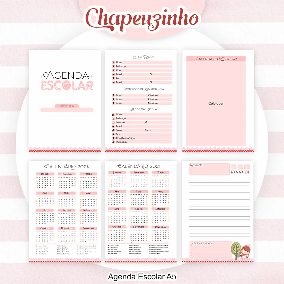 Arquivo Encadernação Kit Escolar Chapeuzinho Vermelho - PAMELLA 4