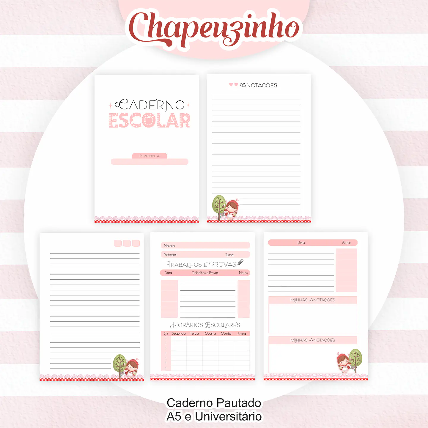 Arquivo Encadernação Kit Escolar Chapeuzinho Vermelho - PAMELLA 5