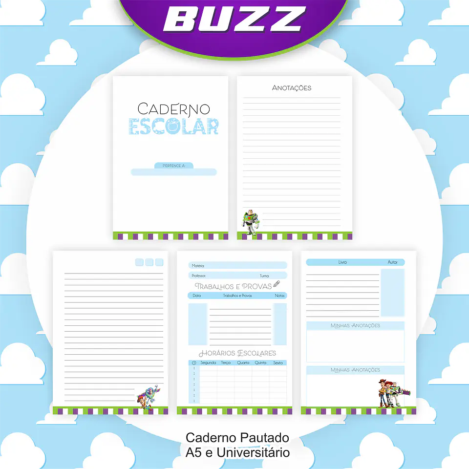 Arquivo Encadernação Kit Escolar Buzz Lightyear - PAMELLA 5