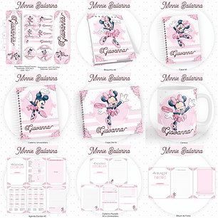 Arquivo Encadernação Kit Escolar Minnie Bailarina - PAMELLA